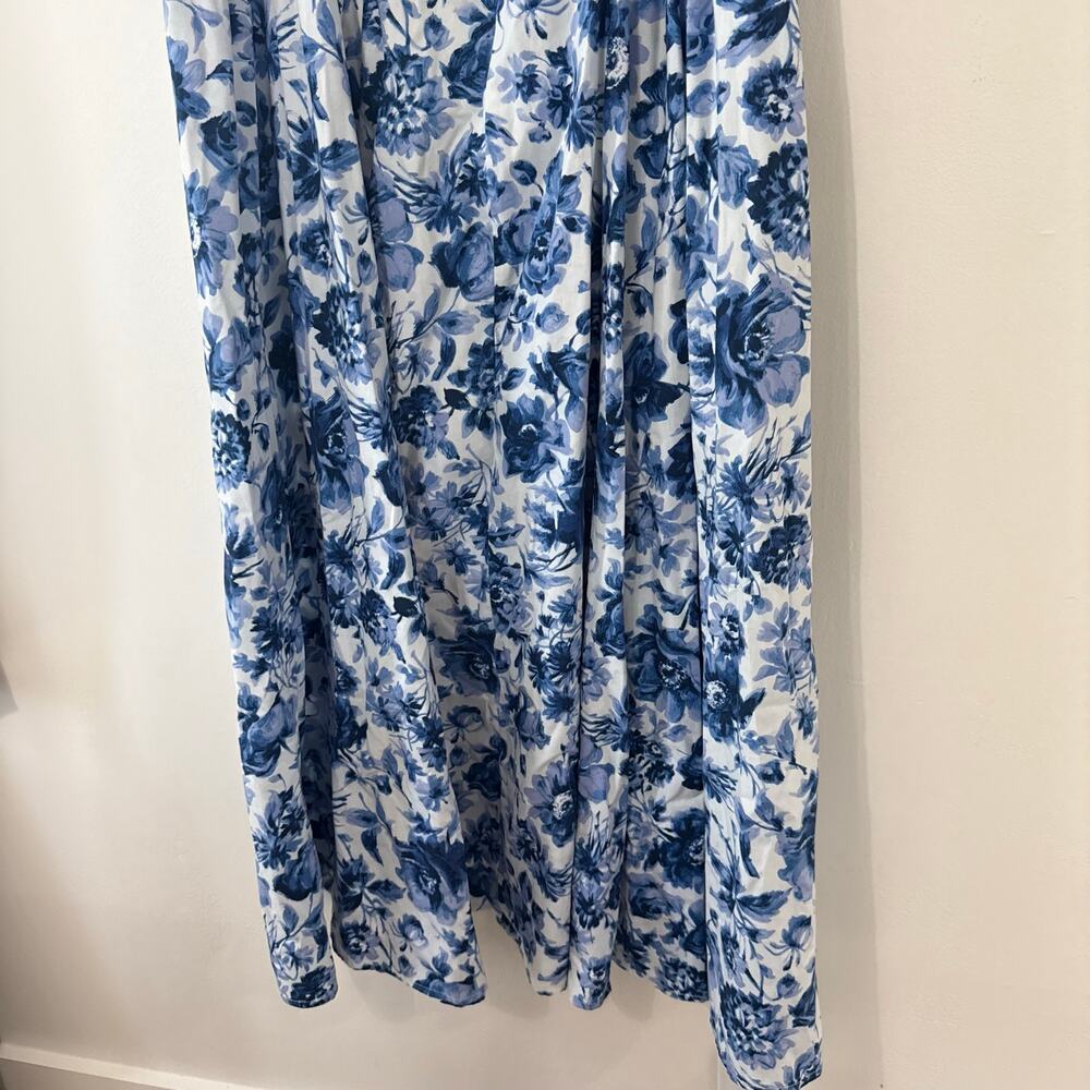 Abercrombie & Fitch Strappy Plunge Corset Maxi Blue White Floral Maxi Dress XL - Picture 4 of 7